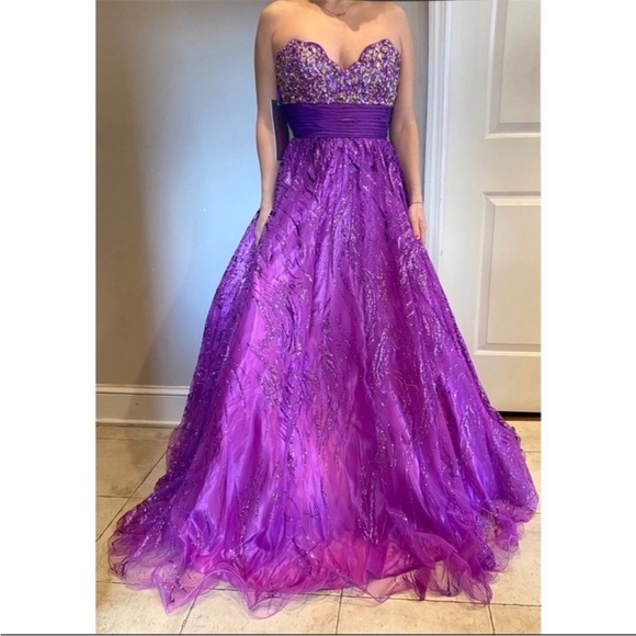 Jovani Strapless Ball Gown Purple - Picture 6 of 7